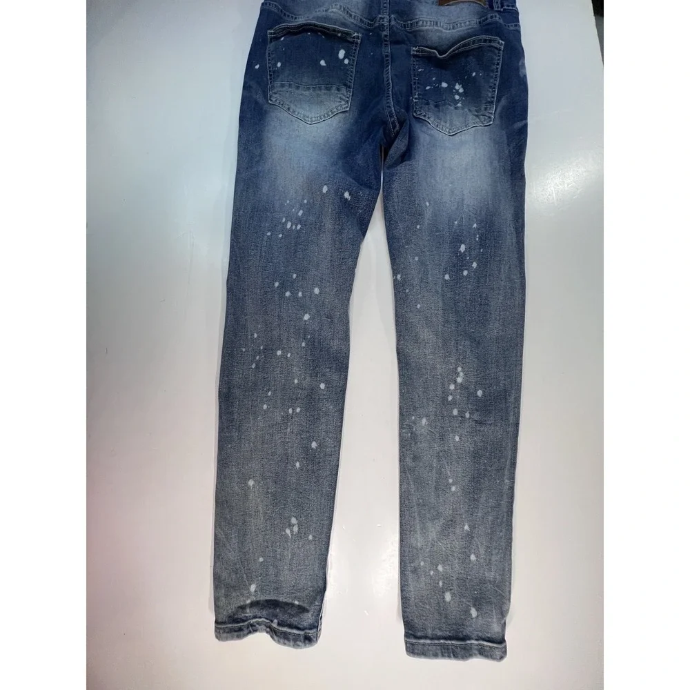 Waimea Jeans Mens Size 36x40 Blue‎ Skinny Fit Washed Denim Distressed Spotted